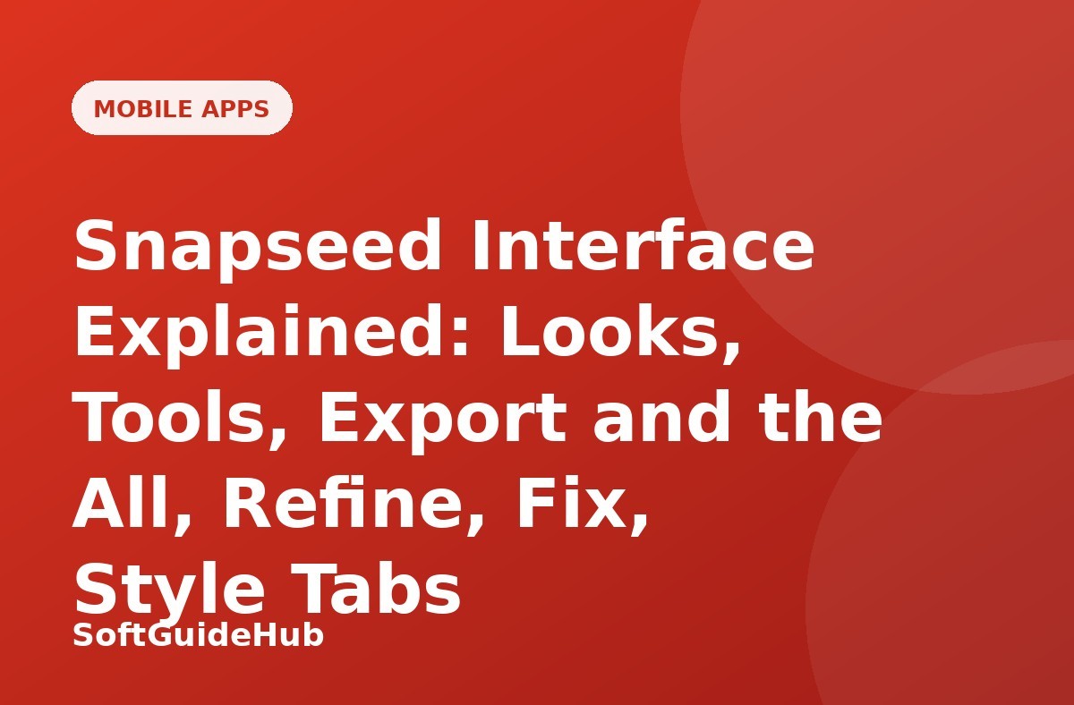 Snapseed Interface Explained: Looks, Tools, Export and the All, Refine, Fix, Style Tabs